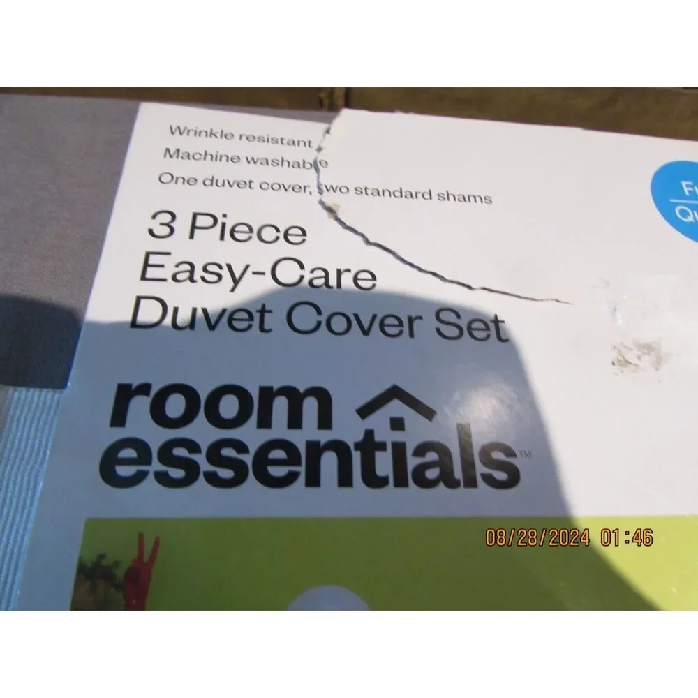 NEW DUVET COVER SEY FULL / QUEEN 3 PIECE SET GRAY PILLOW SHAMS COTTON BLEND